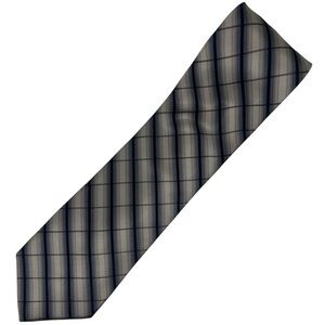 Perry Ellis Portfolio 100% Silk Blue and Gray Plaid Tie